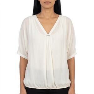 Amanti Made in Italy 100% Silk Ivory Lightweight Top Women Size M